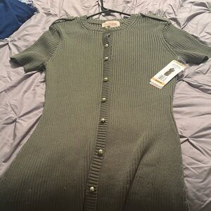 French Connection Olive Button-Up Knit Dress
